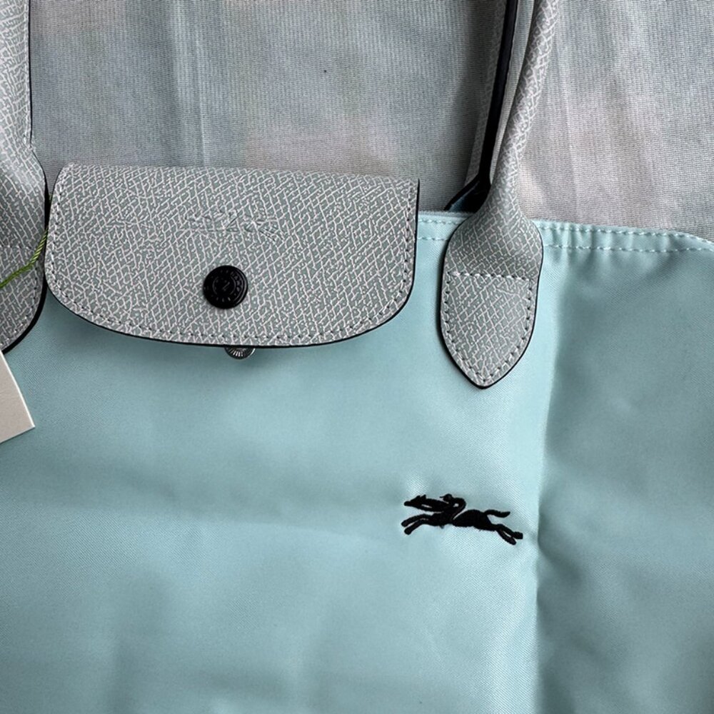 Longchamp Blue Pebble Grain Leather Tote Bag - Picture 6 of 9